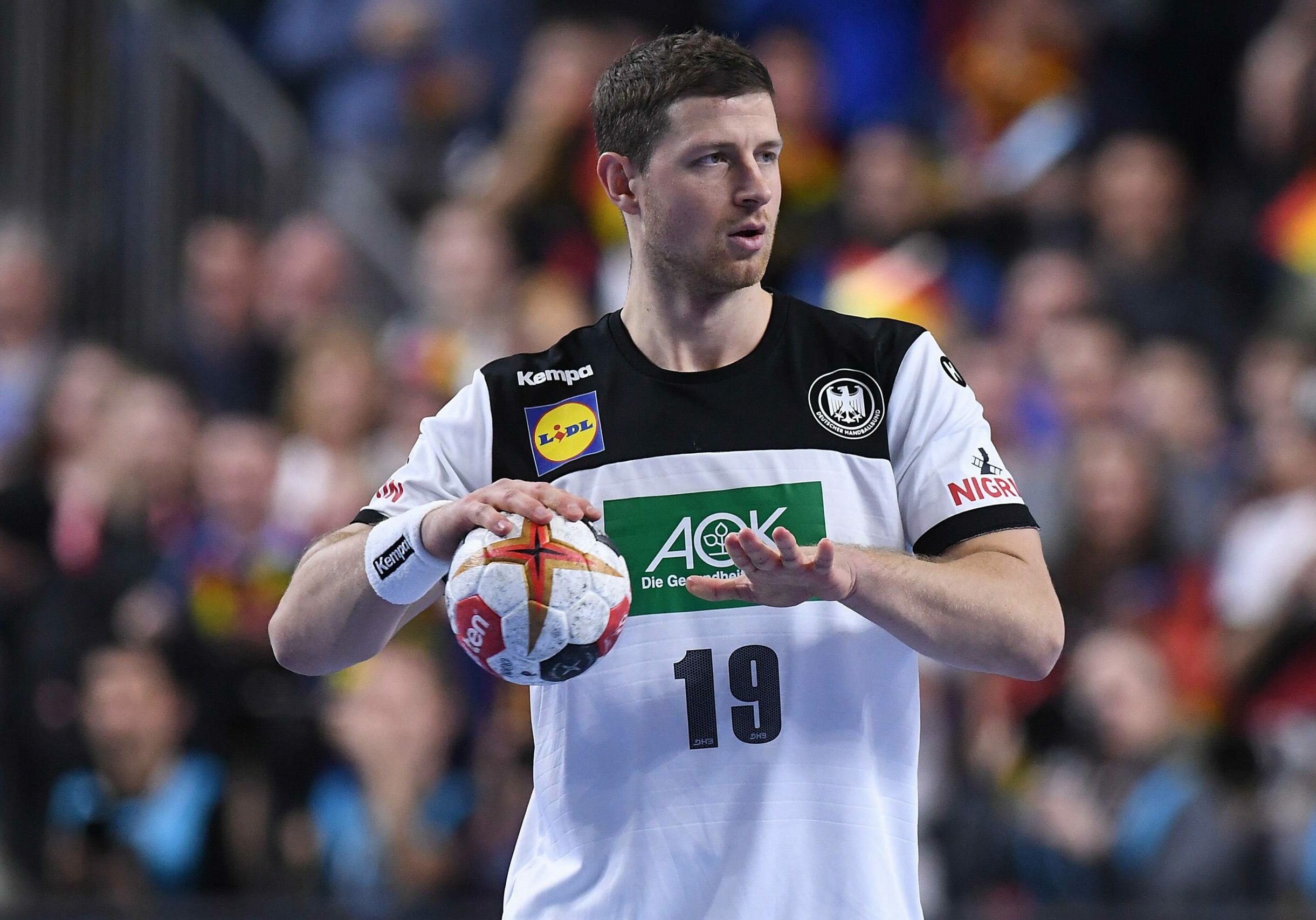 Handball-WM Hauptrunde Deutschland - Island am 19.01.2019 in der Lanxess Arena in Köln Martin Strobel ( Deutschland ) *** Handball World Cup Main Round Germany Iceland on 19 01 2019 in the Lanxess Arena in Cologne Martin Strobel Germany xRx